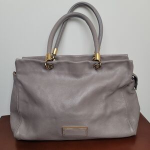 Marc by Marc Jacobs Light Gray Double Handle Pebble Leather Tote Shoulder Bag